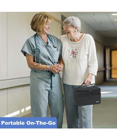 Medicine Storage Bag | Double Layer Pill Organizer with Lockable Zipper | Adjustable Divider for Pills & Medical Supplies - Travel Carrying Bag in Black - Buy Online on GoSupps.com
