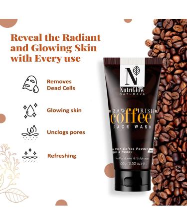 NUTRIGLOW Naturals Raw Irish Coffee Face Wash 100 gm - Blackhead Removal & Deep Cleansing - Best for Glowing Skin - Buy Online on GoSupps.com