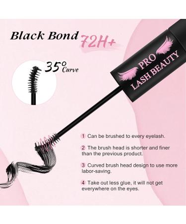 PRO Lash Bond & Seal Cluster Lash Glue Mascara Wand | Strong Hold 72 Hours | DIY Eyelash Extension Aftercare Sealant (10ml Black Bond & Overnighter) - Buy Online on GoSupps.com