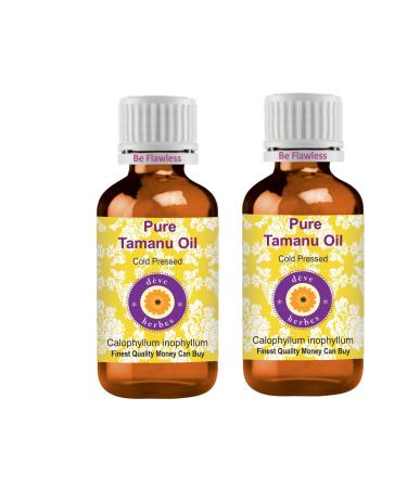 Deve Herbes Pure Tamanu Oil calophyllum inophyllum 100 Natural Therapeutic Grade Cold Pressed for Personal Care Pack of Two 100ml X 2 6 oz