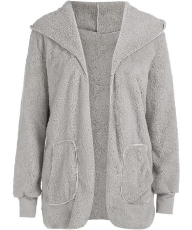 Hanxiulin Ladies Fleece Jacket - Cozy Plush Hooded Sweater | Warm & Breathable Autumn/Winter Coat in Gray - Buy Online on GoSupps.com