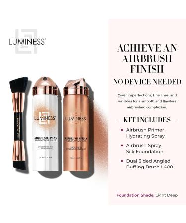 LUMINESS Airbrush Spray Silk Foundation Starter Kit Light Deep | Buildable Coverage & Anti-Aging Includes Primer & Brush | International Shipping Available - Buy Online on GoSupps.com