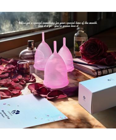 Reusable Menstrual Cup Set - Soft Silicone Period Cups for Girls & Women | Eco-Friendly Comfortable & Convenient - 3 Pack in Pink - Buy Online on GoSupps.com