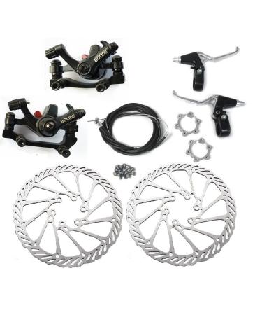 BlueSunshine Front and Back Disk Brake Kit - Aluminum Alloy Calipers, 2 Pcs Stainless Steel G3 160 mm Rotors & Cable & Brake Lever & 12 Bolts, Freewheel Threaded Hubs Hole Distance of 48mm BB8 Disk Brake Kit - G3 - 3