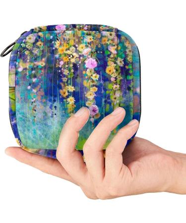 Menstruation Pad Bag with Zipper | Women's Napkin & Tampon Collection Bag | Floral Watercolor Design in Spring White Yellow & Red - Buy Online on GoSupps.com