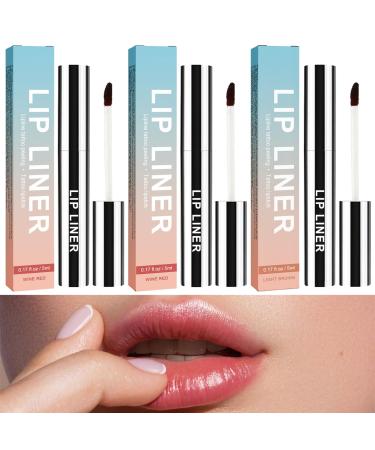 3 Pack Peel Off Lip Pencils, Natural Peel Off Lip Stain, Intensive Color Peel Off Lip Tattoo, Long Lasting Waterproof Peel Off Lip Stain Perfect Makeup