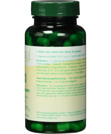 Bios Lysine HCL 500 mg - 100 Capsules | Premium Supplement for Immune Support | International Shipping Available - Buy Online on GoSupps.com