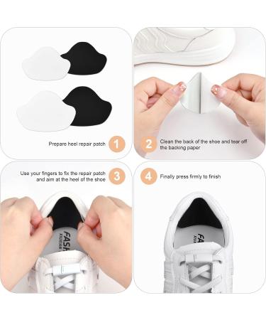 Microfiber Heel Repair Patch 12 Pairs, Self-Adhesive Shoe Hole Prevention Patch - Black & White, Large + Small Size - Buy Online on GoSupps.com