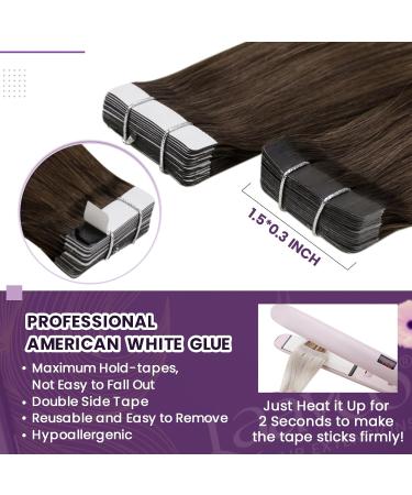 Buy Laavoo Real Hair Tape Extensions - Brown Ombre & Balayage 50g 20pcs 45cm - Premium Quality Remy Hair - Buy Online on GoSupps.com