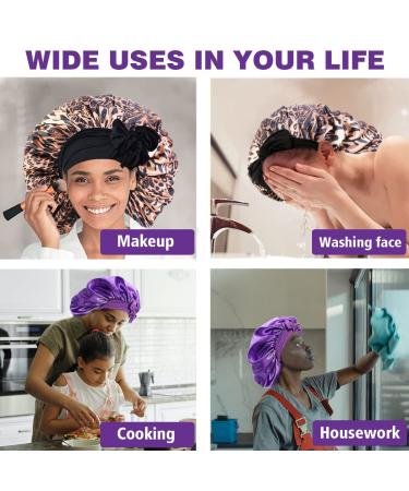 Large Satin Bonnet for Sleeping | Purple & Leopard Silk Bonnet for Black Women - Buy Online on GoSupps.com