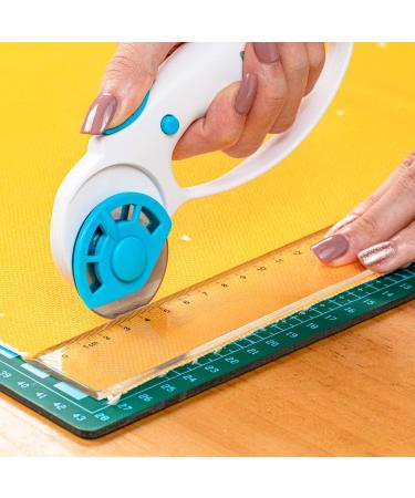 NICAPA 45mm Rotary Cutter for Fabric with Safety Lock and 5 Extra Blades - Crafting, Sewing, Quilting - Ergonomic Design - White - Buy Online on GoSupps.com