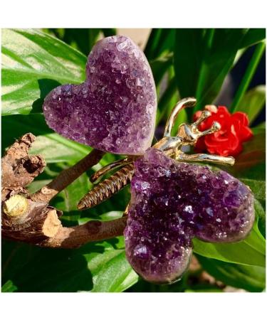 ROUPWKWO Amethyst Stone 30G Natural Amethyst Crystal Cluster Butterfly Fairy Specimen Decoratio - Buy Online on GoSupps.com