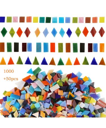 Lanyani 1050 Pieces Mixed Shapes Glass Mosaic Tiles for Crafts  Colorful Stained Glass Pieces for Mosaic Projects Mix(opaque) - Buy Online on GoSupps.com