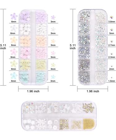 3D Flowers Nail Art Charms Rhinestones Kit - 400 Acrylic Flowers, 1500 AB Rhinestones, 200 Butterfly Charms - Nail Art Craft Decoration Set - Buy Online on GoSupps.com