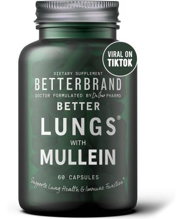 Betterbrand BetterLungs Daily Respiratory Health Supplement (60 Capsules) | with Mullein Leaf, Elderberry, Vitamin D, Ginseng and Reishi Mushroom | for Lung Health, Allergy, Sinus, and Mucus Relief