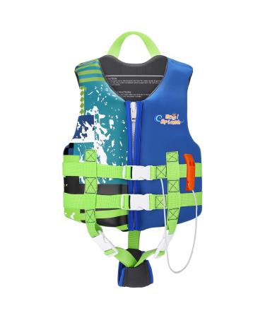 HeySplash Swim Vest for Kids, Child Size Watersports Kids Swim Vest Flotation Device Toddler Floatie Trainer Vest with Survival Whistle, Easy on and Off, Suitable for 35-55 lbs(Size M)/ 55-77 lbs(Size L) M (35-55lbs) Indigo