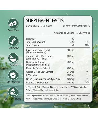 Kava Kava Gummies Kava Kava Root Extract Supplement with Kavalactones Calm Gummies for Stress Relief & Better Sleep Kava Supplement for Women & Men Sugar Free Vegan Non-GMO 60 Count 60 Count (Pack of 1) - Buy Online on GoSupps.com
