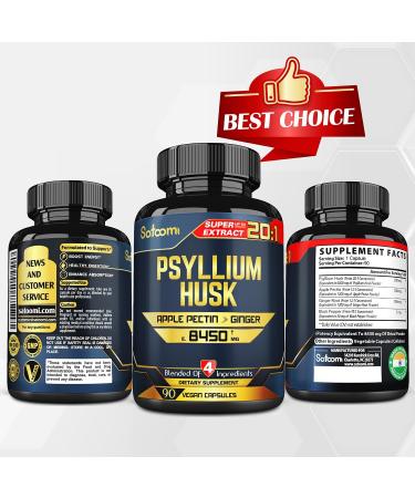 Psyllium Husk Apple Pectin Ginger Blend Supplement - 8450mg - with Black Pepper - 90 Vegan Capsules - Buy Online on GoSupps.com