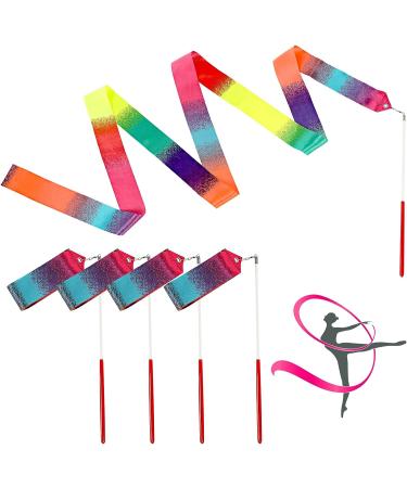 Lusofie 4Pcs Sparkling Dance Ribbons Set - 78.7inch Long Ribbons for Rhythmic Gymnastics and Artistic Dancing - Perfect for Girls Kids Training - Buy Online on GoSupps.com
