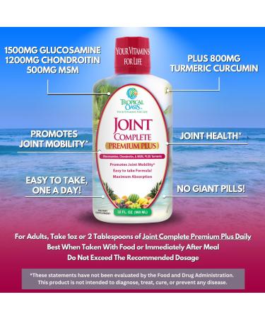 Tropical Oasis Joint Complete Premium Plus - Glucosamine Chondroitin MSM Plus 800mg Turmeric - 98% Max Absorption – 32oz - Buy Online on GoSupps.com