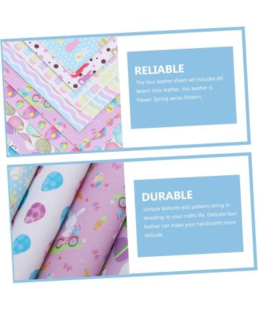 Lurrose 9 sheets Faux Pu Fabric Handmade Egg Making Themed Diy Jewelry Leather Artificial Printing - Buy Online on GoSupps.com
