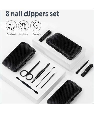 8-in-1 Manicure Set with Tweezers and Scissors - Stainless Steel Nail Clipper Pedicure Kit for Men and Women - Travel Case Included - Buy Online on GoSupps.com