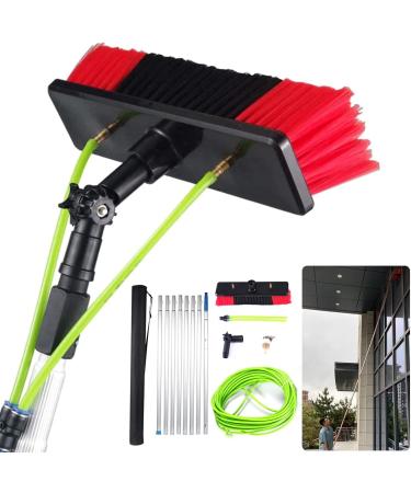 30ft(9m) Washing Kit: Water-fed Brush and Window Cleaning Set Window Cleaning Pole Water Fed Telescopic Brush Extendable Long Reach Window Cleaner Equipment 30cm Brush Head 9m Rod