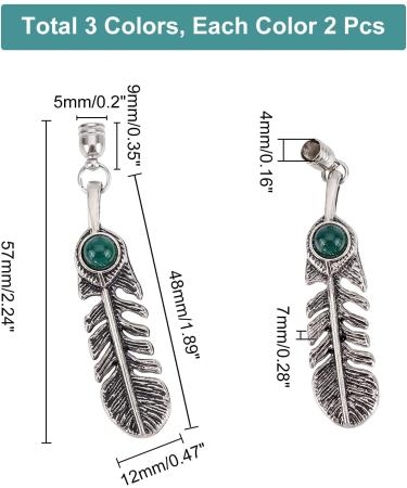 CHGCRAFT 6 PCS Feather Charms Pendants - DIY Metal Bolo Tie Tips for Bracelet Necklace Making - 57mm Antique Silver - Buy Online on GoSupps.com
