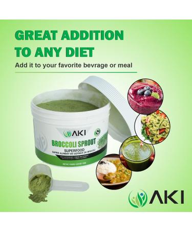 AKI Natural Broccoli Sprout Powder - 5.29oz (150g) | Rich in Vitamins & Antioxidants | Sulforaphane Supplement | Ideal Superfood for Smoothies | NON-GMO - Buy Online on GoSupps.com