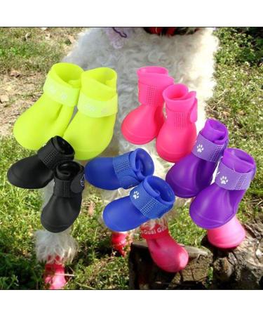 Cdycam Puppy Dogs Candy Colors Anti-Slip Waterproof Rubber Rain Shoes Boots Paws Cover (Purple, Small) Size 1: ( L: 1.68" x W: 1.31" ) Purple