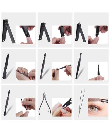 Professional 18-Piece Stainless Steel Manicure Pedicure Kit in Black Leather Case - Buy Online on GoSupps.com