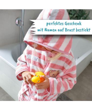Wolimbo Children's Bathrobe with Custom Name & Motif | 100% Cotton Baby Bathrobe 74-80 | Blue Ringed Bear - Buy Online on GoSupps.com