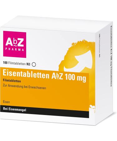 Iron Tablets AbZ 100 mg - Film-Coated for Iron Deficiency - 100 Tablets - Fast International Shipping - Buy Online on GoSupps.com