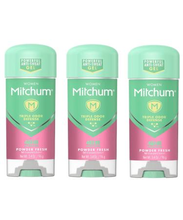 Mitchum For Women Anti-Perspirant Deodorant Clear Gel Powder Fresh 3.40 oz (Pack of 3)
