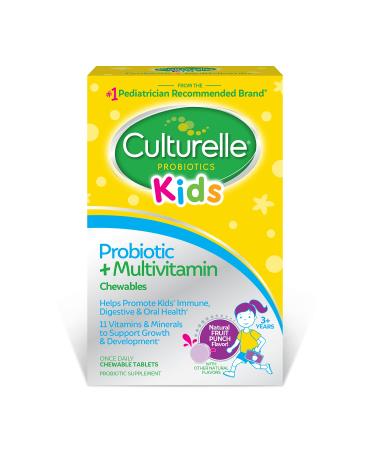 Culturelle Kids Probiotic + Complete Multivitamin Chewable For Kids Ages 3+ 30 Count Digestive Health Oral Health & Immune Support - With 11 Vitamins & Minerals including Vitamin C D3 & Zinc 30 Count (Pack of 1)