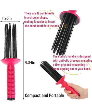 2pcs Curling Roll Comb Curly Hair Brush Air Volume Comb Hair Fluffy Curling Roll Comb 17 Teeth Round Curly Hair Comb Styler Hair Curler Curling Roller Hair Styler Comb for Women Girls 2 Pack Red - Buy Online on GoSupps.com