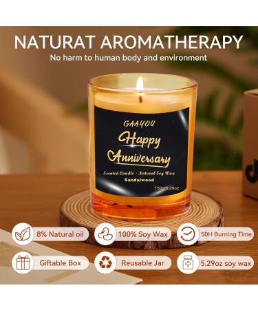 Happy Anniversary Scented Candle - Organic Soy Wax Jar Gift for Couples | Sandalwood Party Decoration Supplies - Buy Online on GoSupps.com