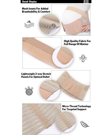 FITTOO Maternity Support Belt | 3-in-1 Pregnancy Belly Band & Back Brace | Abdominal Binder | Waist Support | Lightweight & Breathable | Adjustable S-XXL | Beige, Medium - Buy Online on GoSupps.com