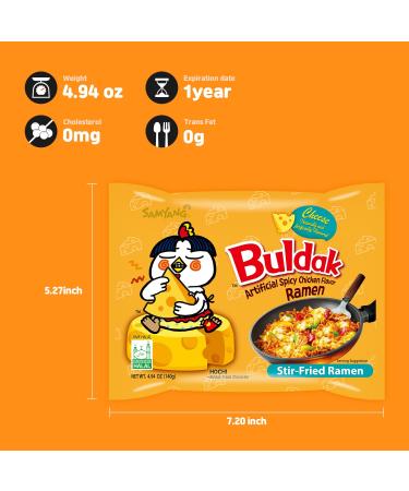 Samyang Ramen Korean Noodles 4.93oz Pack of 5 - Hot Mild Stir Fries Soups Buldak Cheese Flavor - Buy Online on GoSupps.com