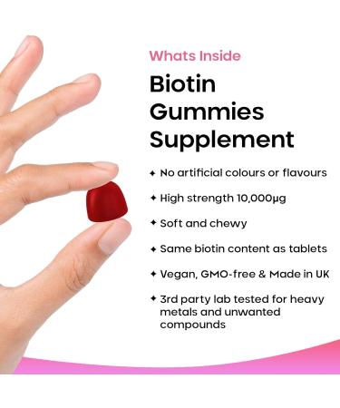Beauty Hair Skin & Nails Gummies - Biotin 10,000g for Hair Growth & Skin Health - Vegan Chewable Vitamins for Women & Men - GMO Free - 60 Gummies - Buy Online on GoSupps.com