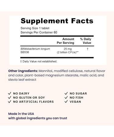 EZ Melts Healthy Aging Probiotic - Daily Probiotic for Digestive & Gut Health Support - with Bifidobacterium Longum - Non-GMO & Vegan - Strawberry - 60 Dissolvable Tablets (60 Servings) 60 Count (Pack of 1) - Buy Online on GoSupps.com