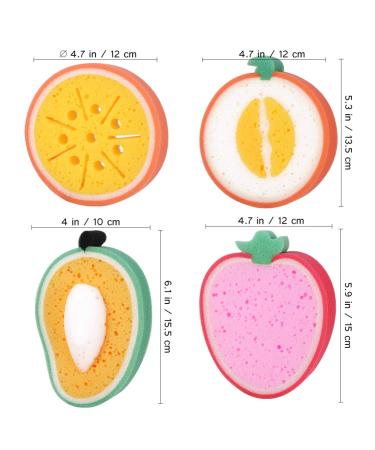 COHEALI Fruit Shaped Bath Sponge Set - 4pcs Exfoliating Shower Sponges for Body and Back Cleaning (Mango, Honeydew Melon, Orange, Strawberry) - Buy Online on GoSupps.com