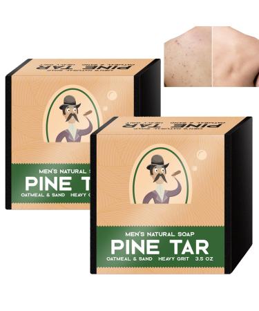 Natural Soap for Men Men's Pine Tar Soap Men's Soap Bars Handmade Brightening Pine Tar Soap Body Soap Bar for Men Natural Soap Bar for Men Soap for Remove Refreshing Oil Control 2pc