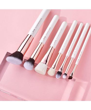 Jessup 20 PCS Makeup Brush Set - Foundation, Blending, Blush, Concealer, Eye Shadow, Lip - Synthetic Fiber Bristles - Wooden Handle - White - T225 - Rose Gold & Pearl White - Buy Online on GoSupps.com