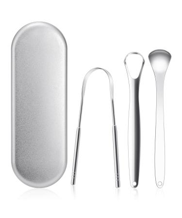 WT tongue cleaner scraper stainless steel metal tongue scraper with metal box for fresh breath oral care