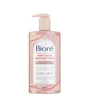 Bior Rose Quartz + Charcoal Daily Purifying Cleanser Face Wash for Oily Skin (200 mL) | Pink Packaging May Vary