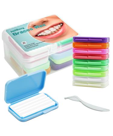 Tooth wax 10 pieces pre -cut braces tooth wax for braces orthodontic and aligners food quality odorless braces wax with storage box