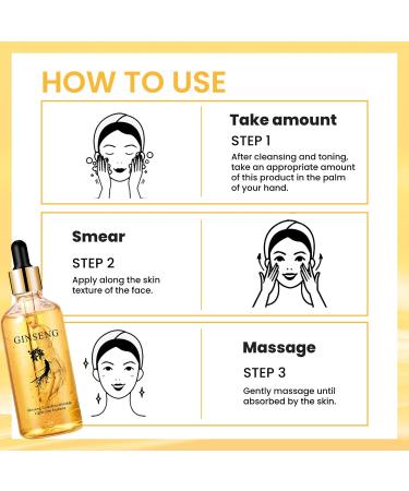 2Pcs Ginseng Polypeptide Anti-Ageing Essence Ginseng Extract Anti Wrinkle Serum Gold Korean Ginseng Anti Aging Essential Oil for Tightening Sagging Skin Reduce Fine Lines Moisturizer 7 Fl Oz - Buy Online on GoSupps.com