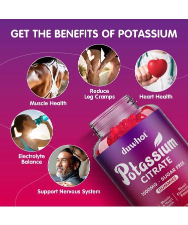 duwhot Potassium Citrate 1000mg Gummies Potassium Supplement for Adults Women & Men Support Leg Cramps & Muscle Health 60 Chewables - Buy Online on GoSupps.com