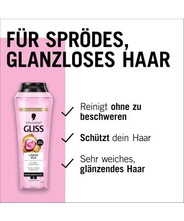 Gliss Liquid Silk Shampoo (250 ml) with ceramides and silk shiny shampoo for brittle and dull hair smoothes the hair surface - Buy Online on GoSupps.com